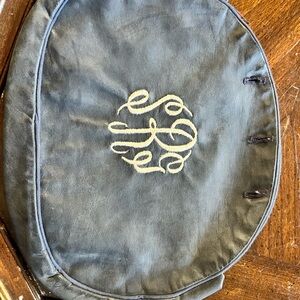 Vintage - Blue pleather Bermuda Bag Cover with Embroidered Monogram